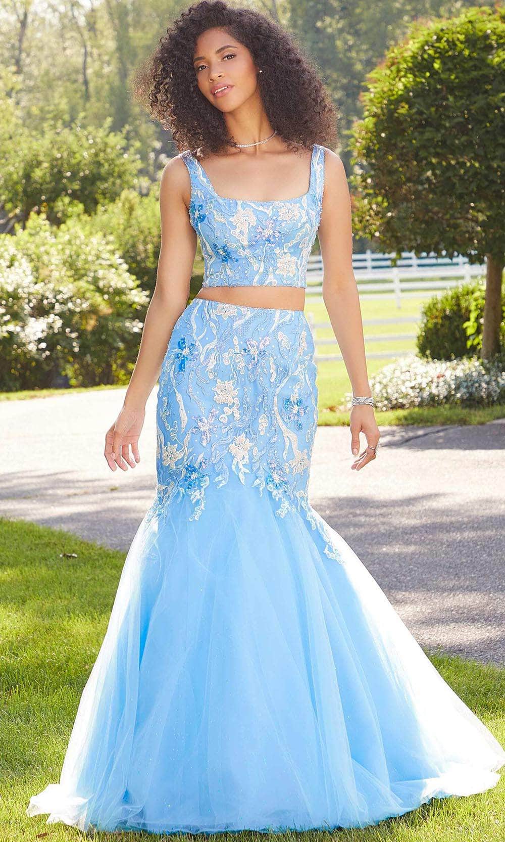Mori Lee 47043 - Two-piece Sleeveless Square Neck Long Gown - designer evening gown at Silhouette Dresses