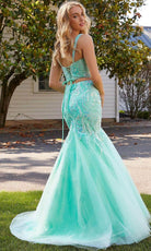 Mori Lee 47043 - Two-piece Sleeveless Square Neck Long Gown - back view