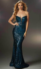 Mori Lee 48004 - Sequined Strapless Gown - detail view