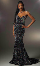 Mori Lee 48009 - Strapless Sequined Evening Dress - designer evening gown at Silhouette Dresses