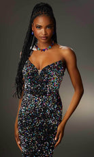 Mori Lee 48009 - Strapless Sequined Evening Dress - back view