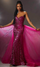 Mori Lee 48011 - Strapless Glittered Overskirt Gown - view 4