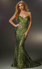 Mori Lee 48011 - Strapless Glittered Overskirt Gown - view 10