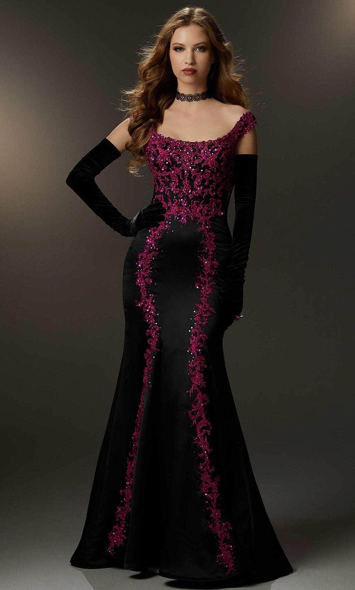 Mori Lee 48012 - Embroidered Off-Shoulder Gown - designer formal gown at Silhouette Dresses