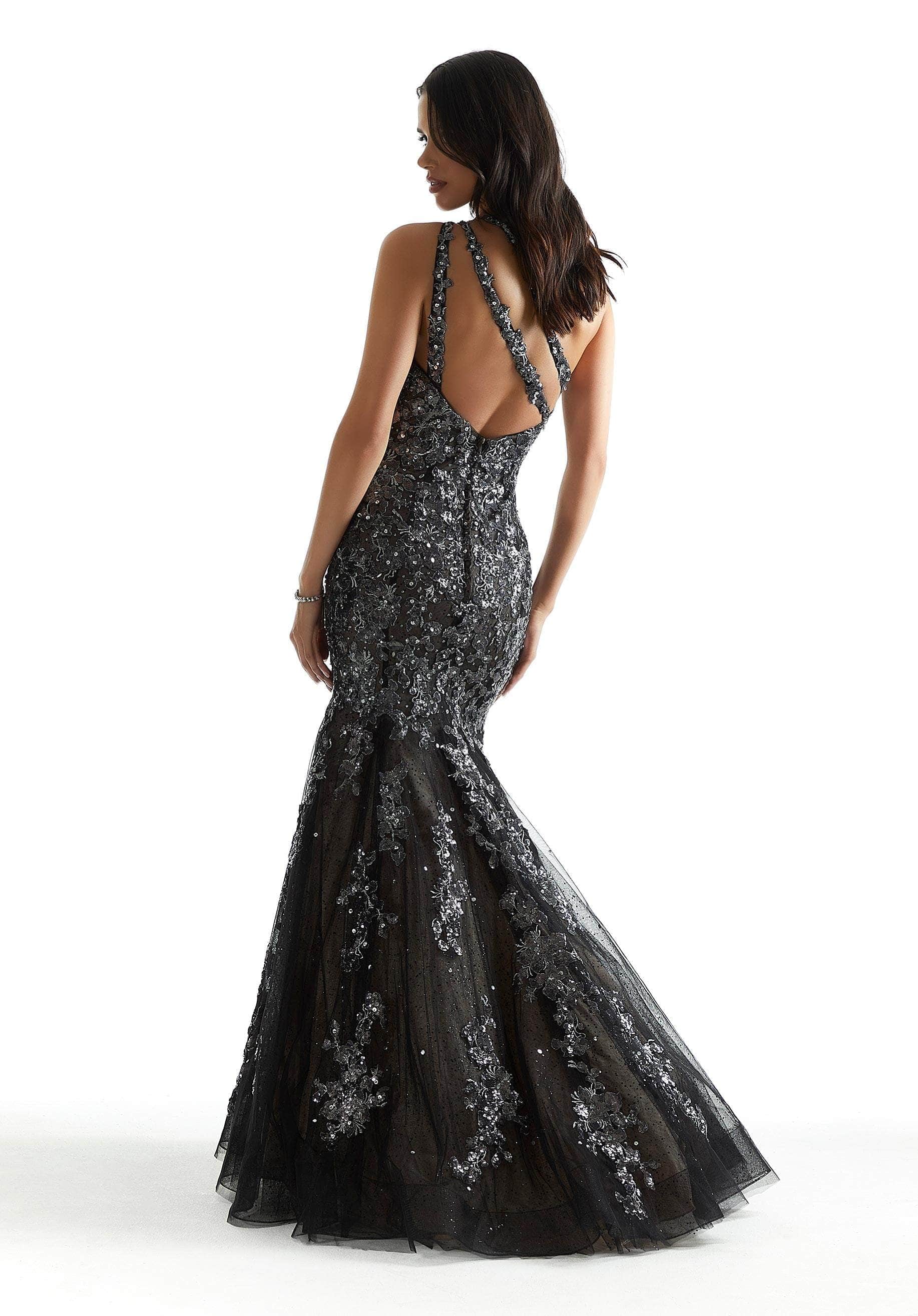 Mori Lee 48025 - One Shoulder Embroidered Prom Gown - back view