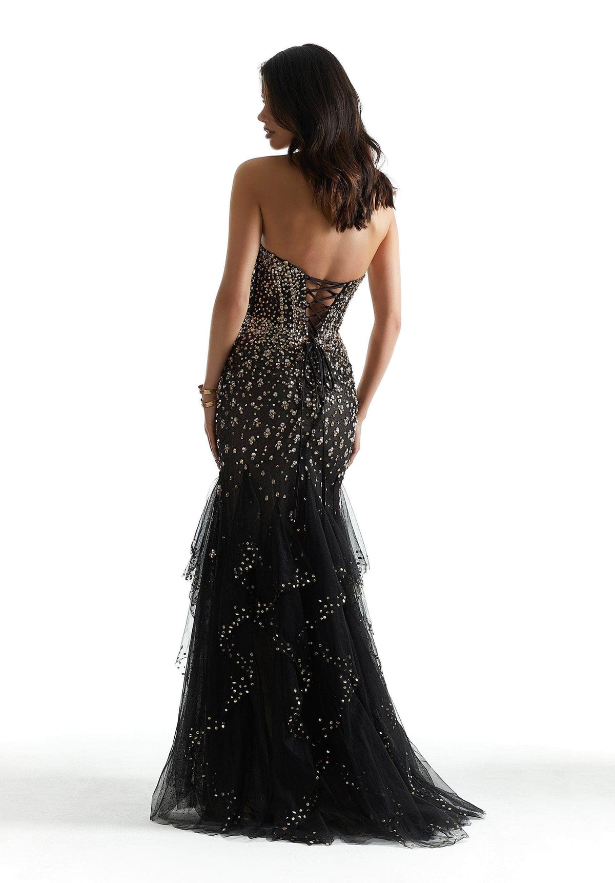Mori Lee 48027 - Strapless Beaded Prom Dress - back view