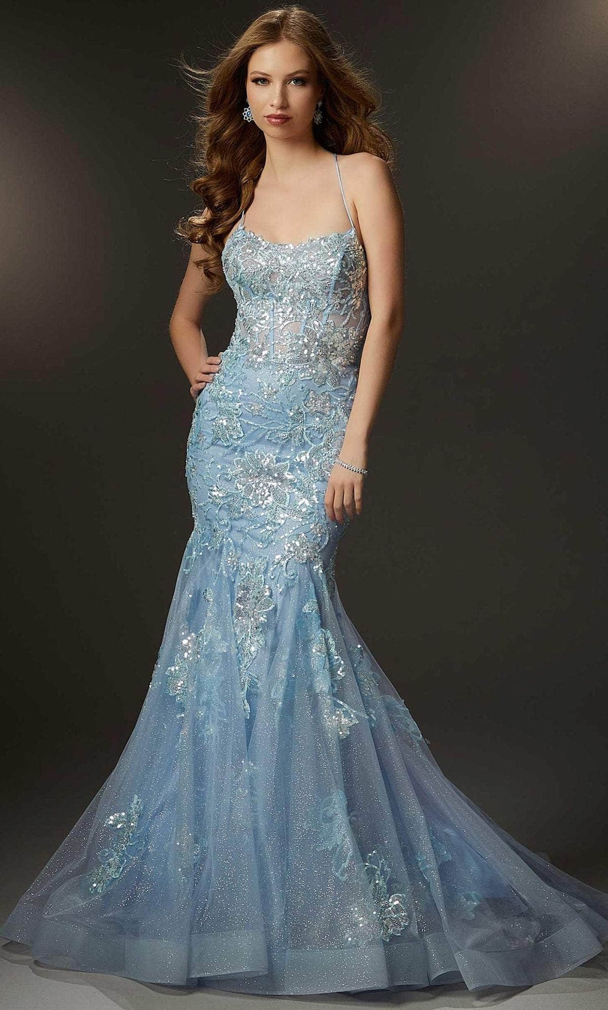 Mori Lee 48029 - Sleeveless Embroidered Prom Gown - detail view