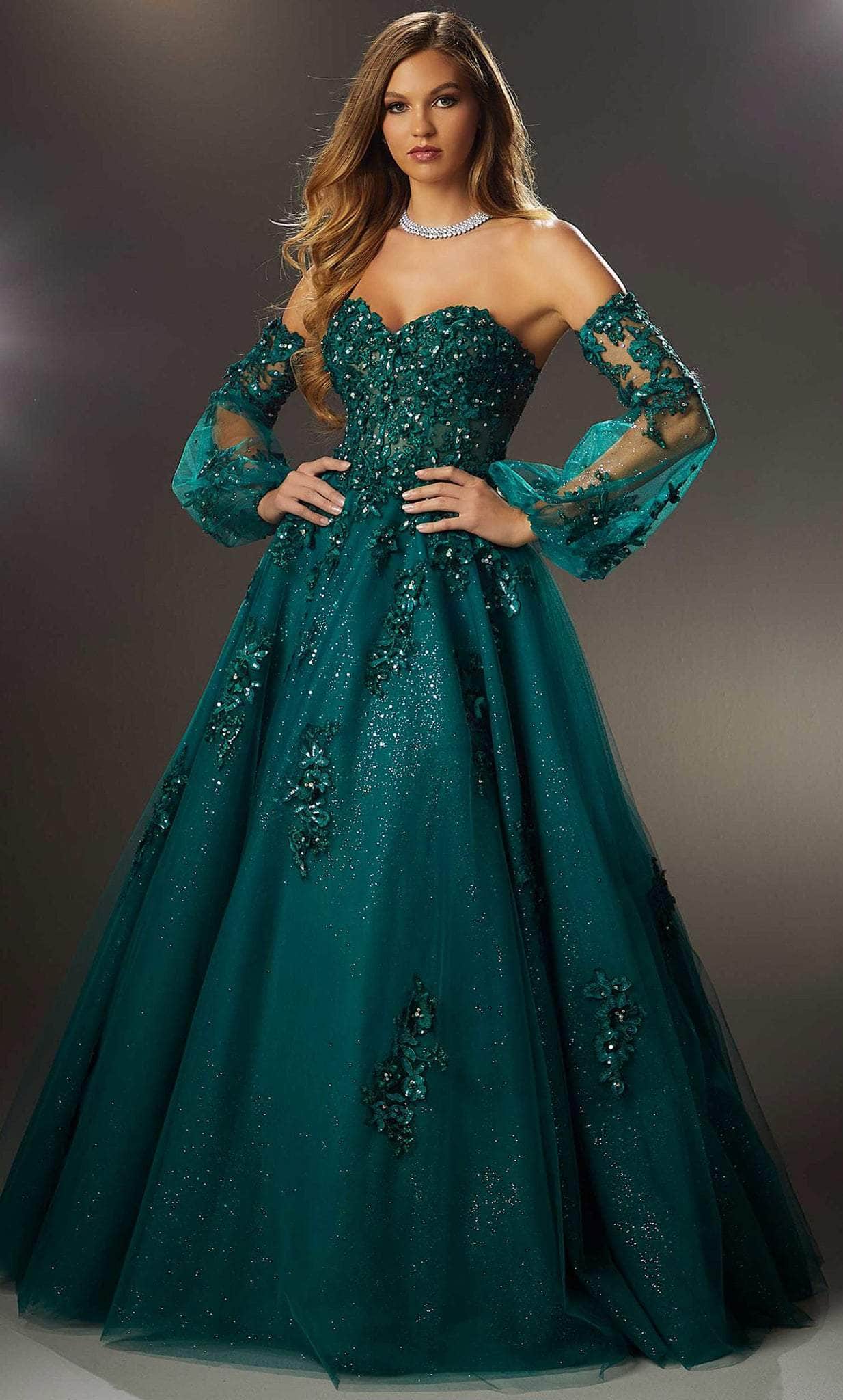 Mori Lee 48053 - Sweetheart Embroidered Ballgown - detail view