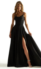 Mori Lee 49011 - Satin Cowl Prom Dress - detail view