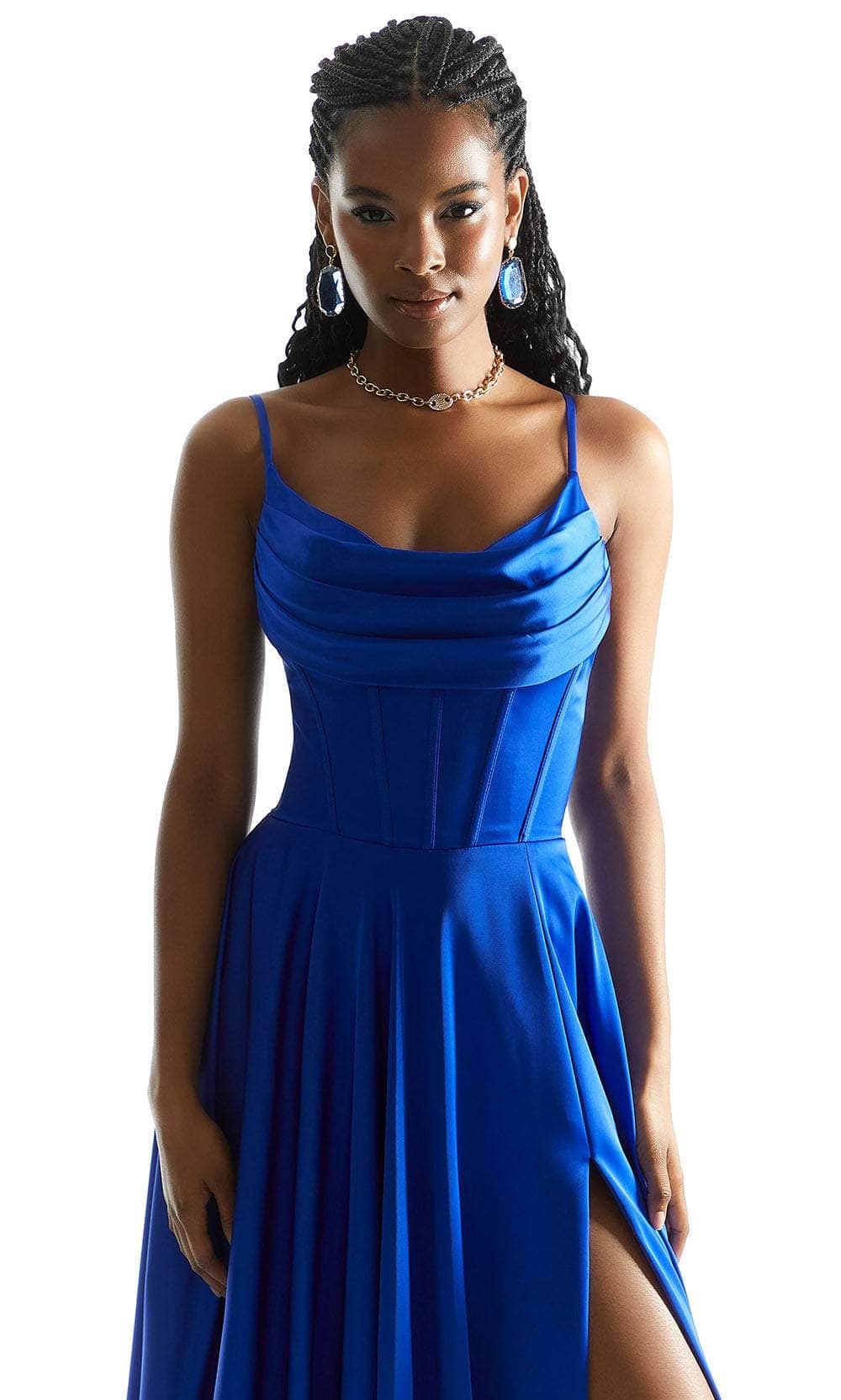 Mori Lee 49011 - Satin Cowl Prom Dress - back view