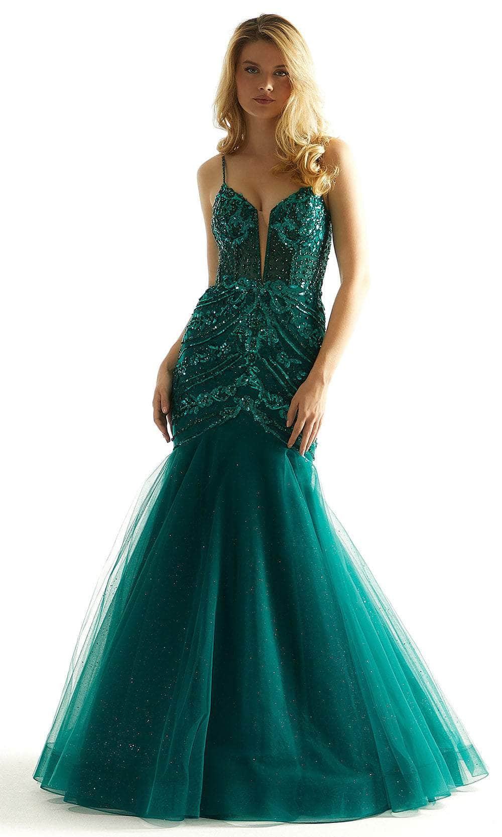 Mori Lee 49014 - Plunging Beaded Prom Dress - designer prom dress at Silhouette Dresses