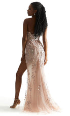 Mori Lee 49016 - Sheer High Slit Prom Dress - detail view