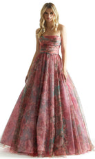 Mori Lee 49057 - Ruched Floral Prom Dress - designer prom dress at Silhouette Dresses