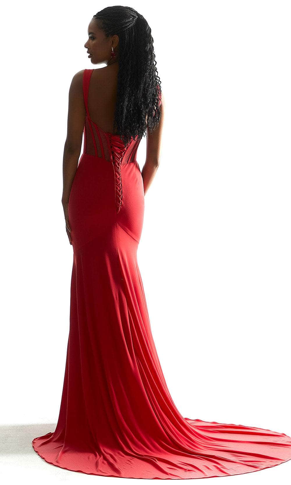 Mori Lee 49061 - Sheer Midriff Mermaid Prom Dress - back view