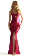 Mori Lee 49064 - Metallic V-Neck Prom Dress - detail view