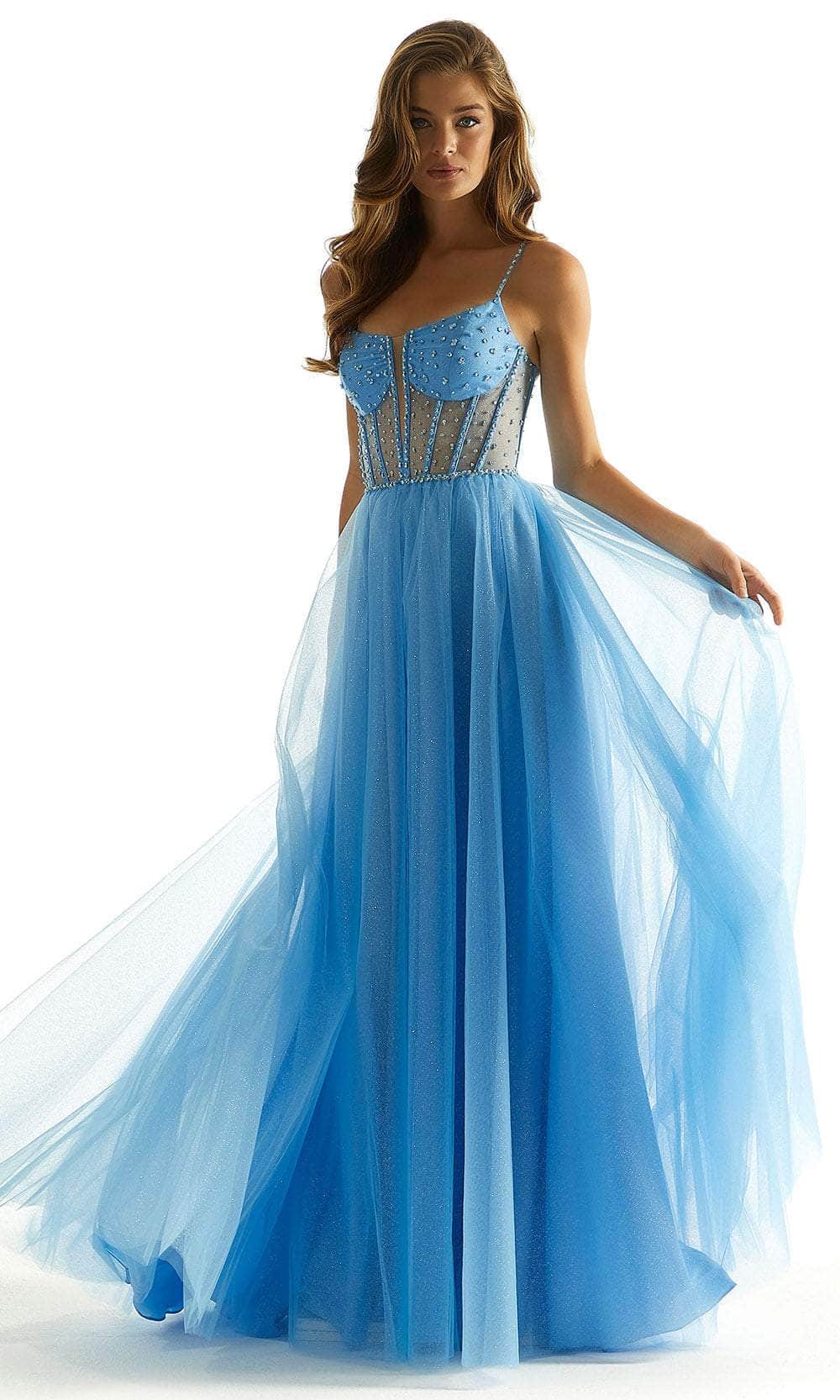 Mori Lee 49069 - Sheer Glitter Prom Dress - view 5