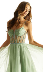 Mori Lee 49069 - Sheer Glitter Prom Dress - detail view