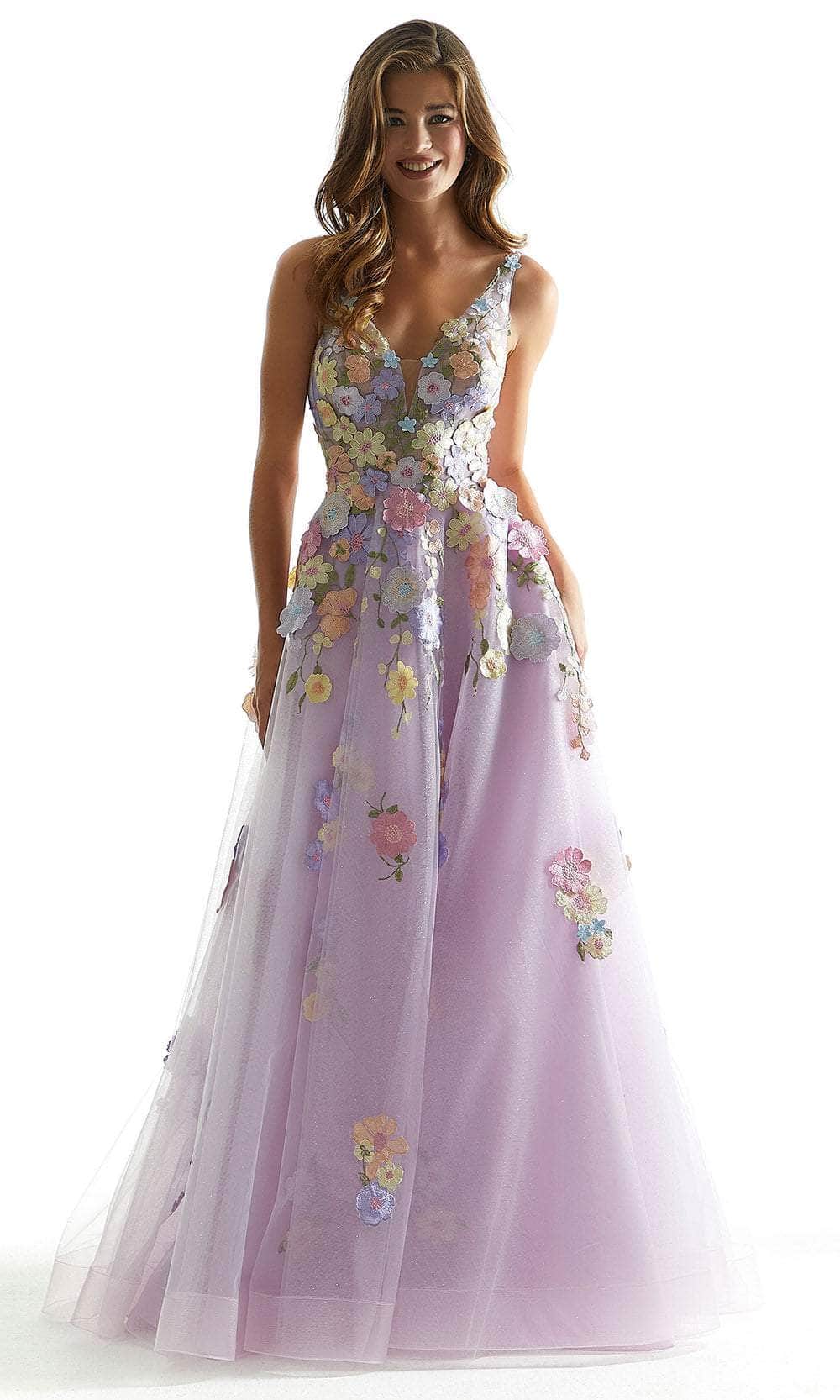 Mori Lee 49074 - Floral A-Line Prom Dress - designer prom dress at Silhouette Dresses