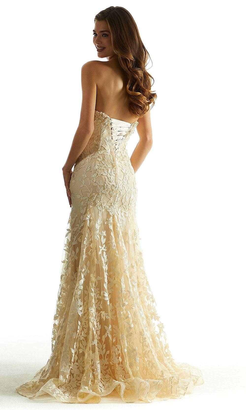 Mori Lee 49079 - Strapless Embroidery Prom Dress - back view