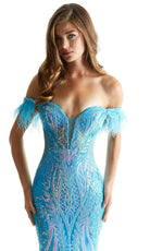 Mori Lee 49081 - Off-Shoulder Sequin Embellished Prom Gown - detail view