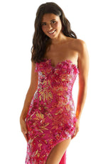 Mori Lee 49087 - Strapless 3D Floral Embellished Prom Dress - back view