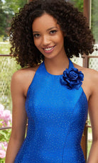 Mori Lee 49113 - Beaded Halter Prom Dress - detail view