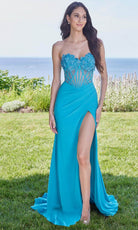 Mori Lee 49128 - Applique Bust Prom Dress - detail view