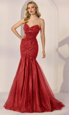 Mori Lee 49209 - Ruched Glitter Tulle Mermaid Gown - Silhouette Dresses