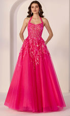 Mori Lee 49223 - Halter Strap Sequin Embroidered Gown