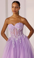 Mori Lee 49225 - Lace Applique Sweetheart Tulle Prom Gown - Silhouette Dresses