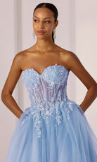 Mori Lee 49225 - Lace Applique Sweetheart Tulle Prom Gown - Silhouette Dresses