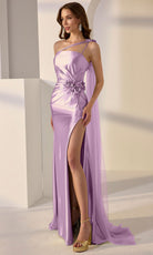 Mori Lee 49235 - One Shoulder Sheath Gown with 3D Rosette