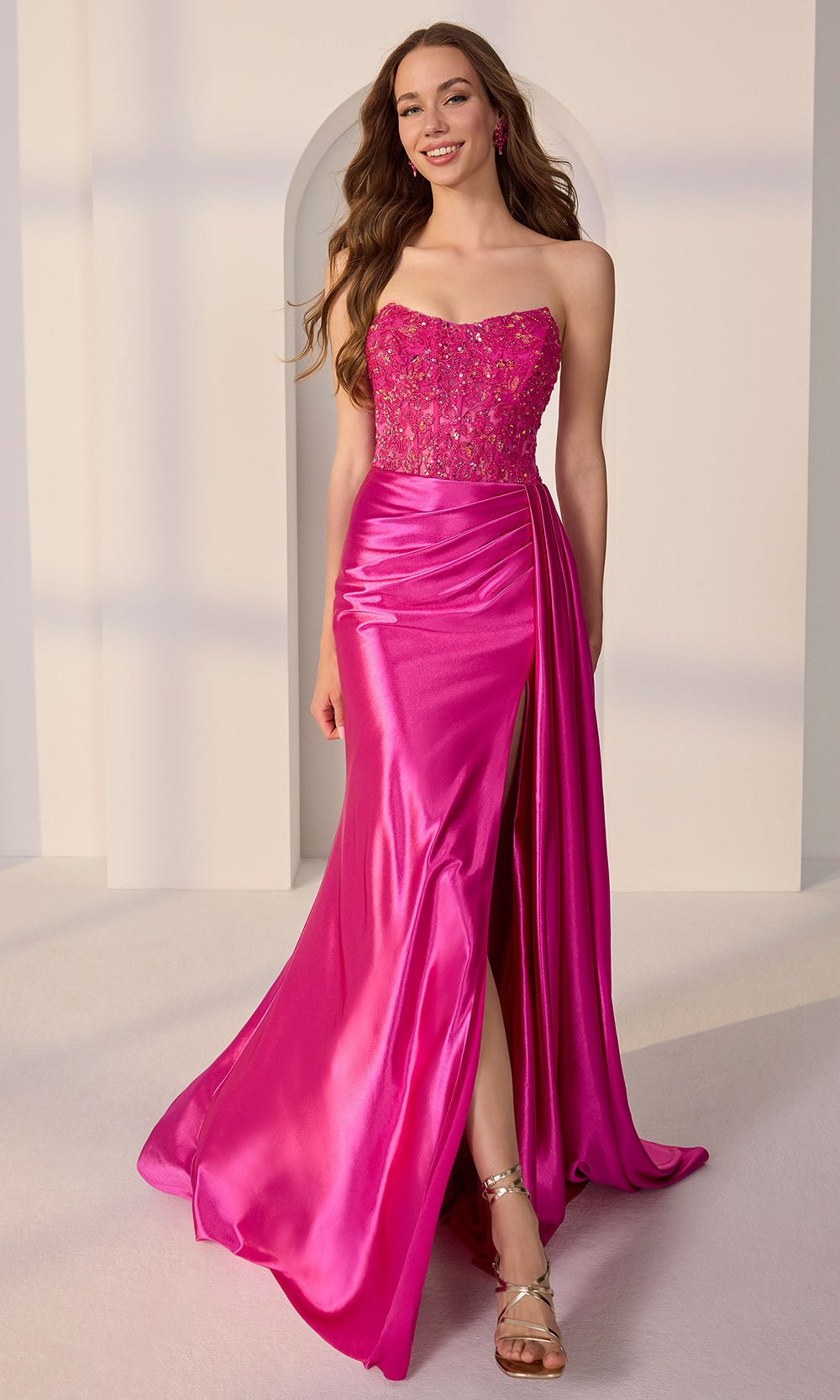 Mori Lee 49257 - Scoop Neck Embellished Corset Prom Gown - Silhouette Dresses