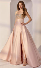 Mori Lee 49302 - Crystal Embellished Sweetheart Satin Ballgown - Silhouette Dresses
