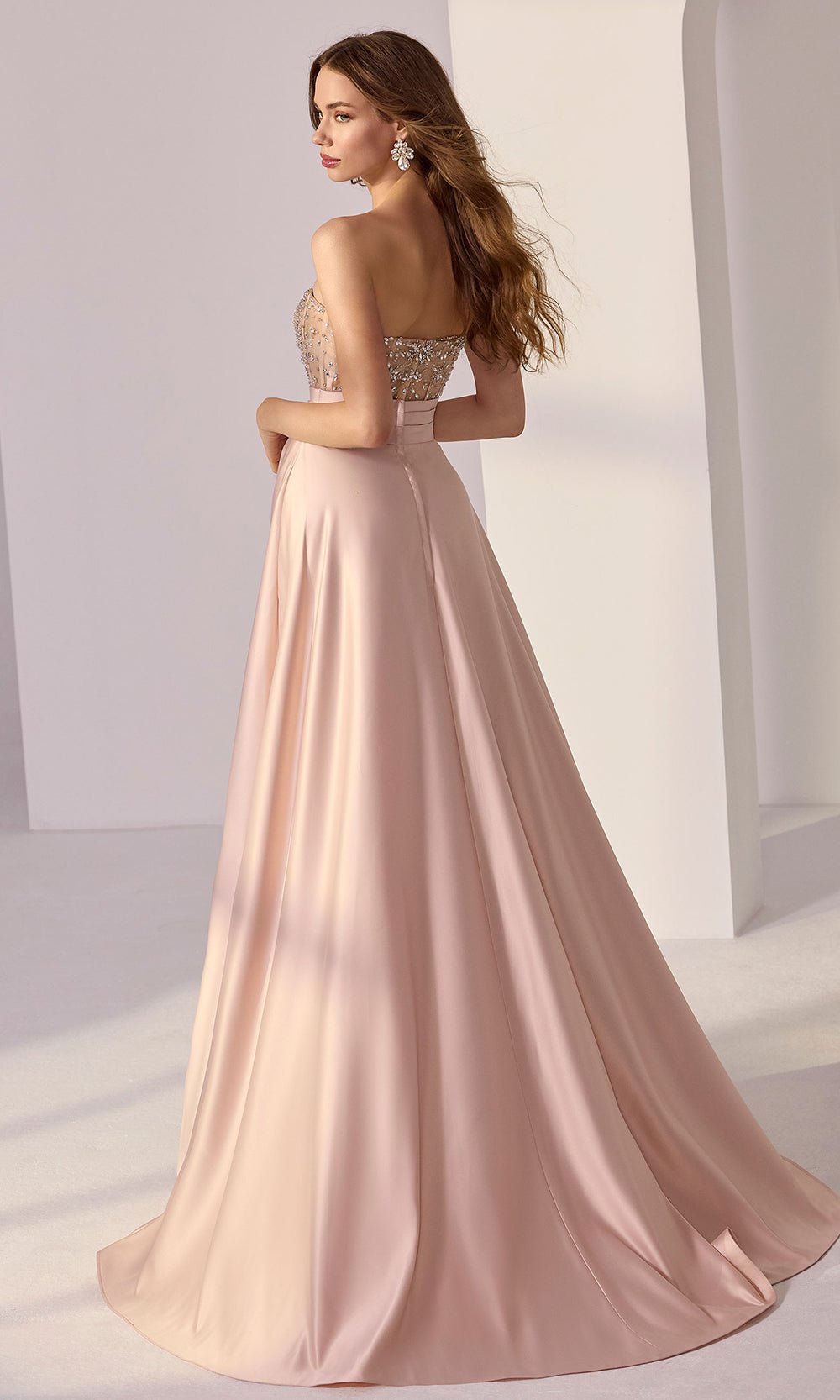 Mori Lee 49302 - Crystal Embellished Sweetheart Satin Ballgown - Silhouette Dresses