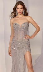 Mori Lee 49309 - Crystal Beaded Strapless Sheath Gown - Silhouette Dresses