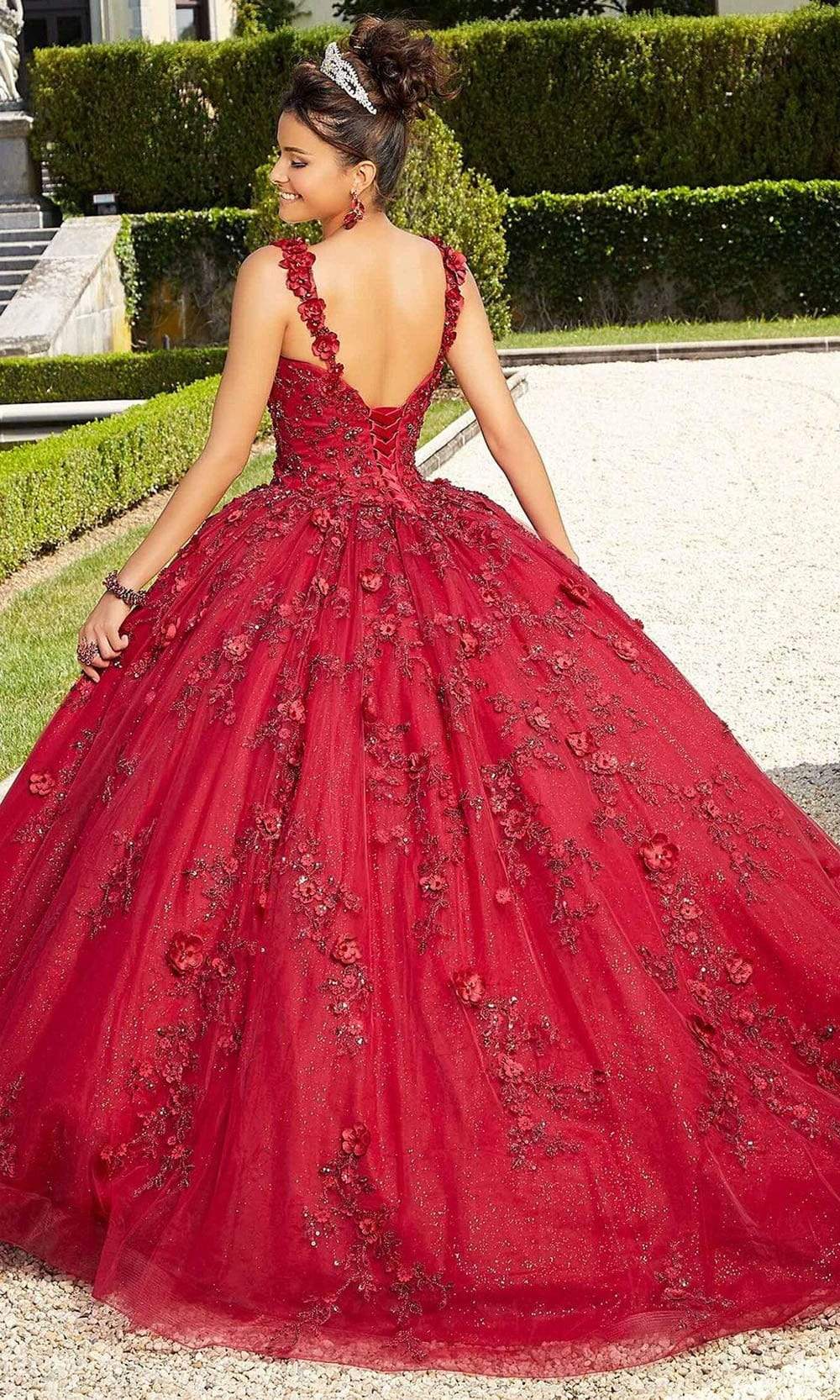 Mori Lee - 60133 Floral Applique Ballgown With Bolero - back view