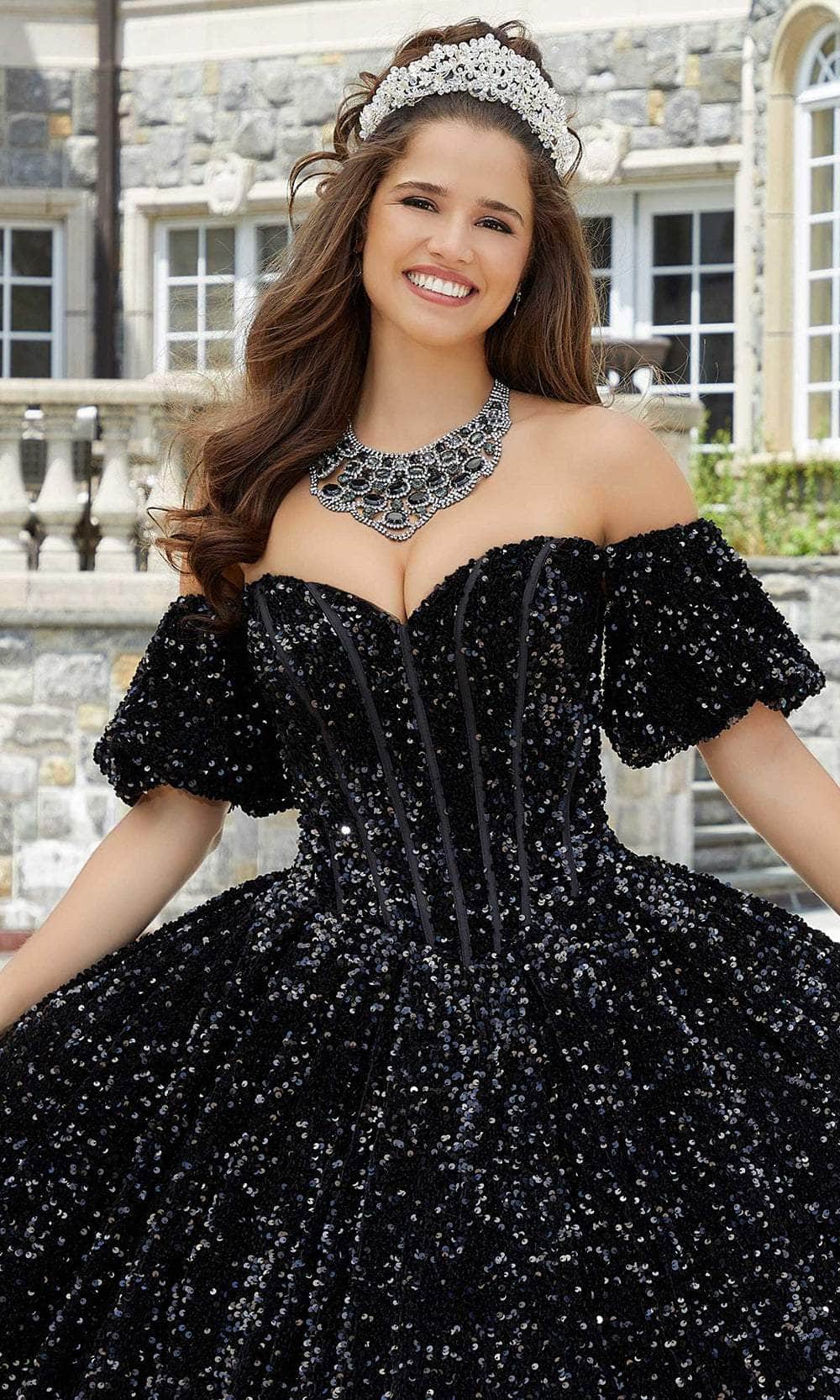 Mori Lee 60171 - Bow-Accented Back Sequin Ballgown - view 5