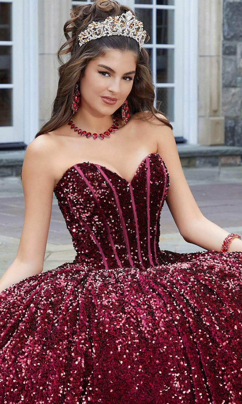 Mori Lee 60171 - Bow-Accented Back Sequin Ballgown - view 8