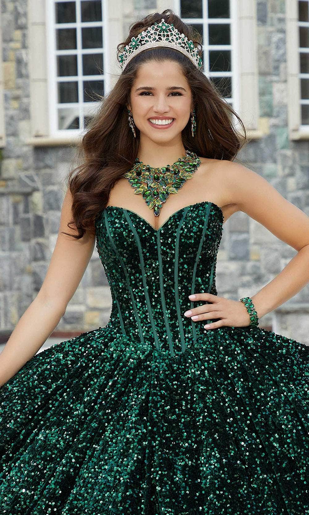 Mori Lee 60171 - Bow-Accented Back Sequin Ballgown - detail view