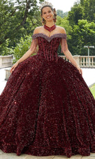 Mori Lee 60177 - Beaded Velvet Quinceanera Ballgown - back view