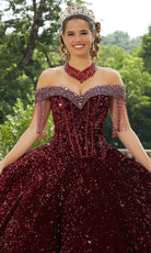 Mori Lee 60177 - Beaded Velvet Quinceanera Ballgown - detail view