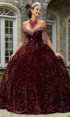 Mori Lee 60177 - Beaded Velvet Quinceanera Ballgown - designer quinceanera gown at Silhouette Dresses