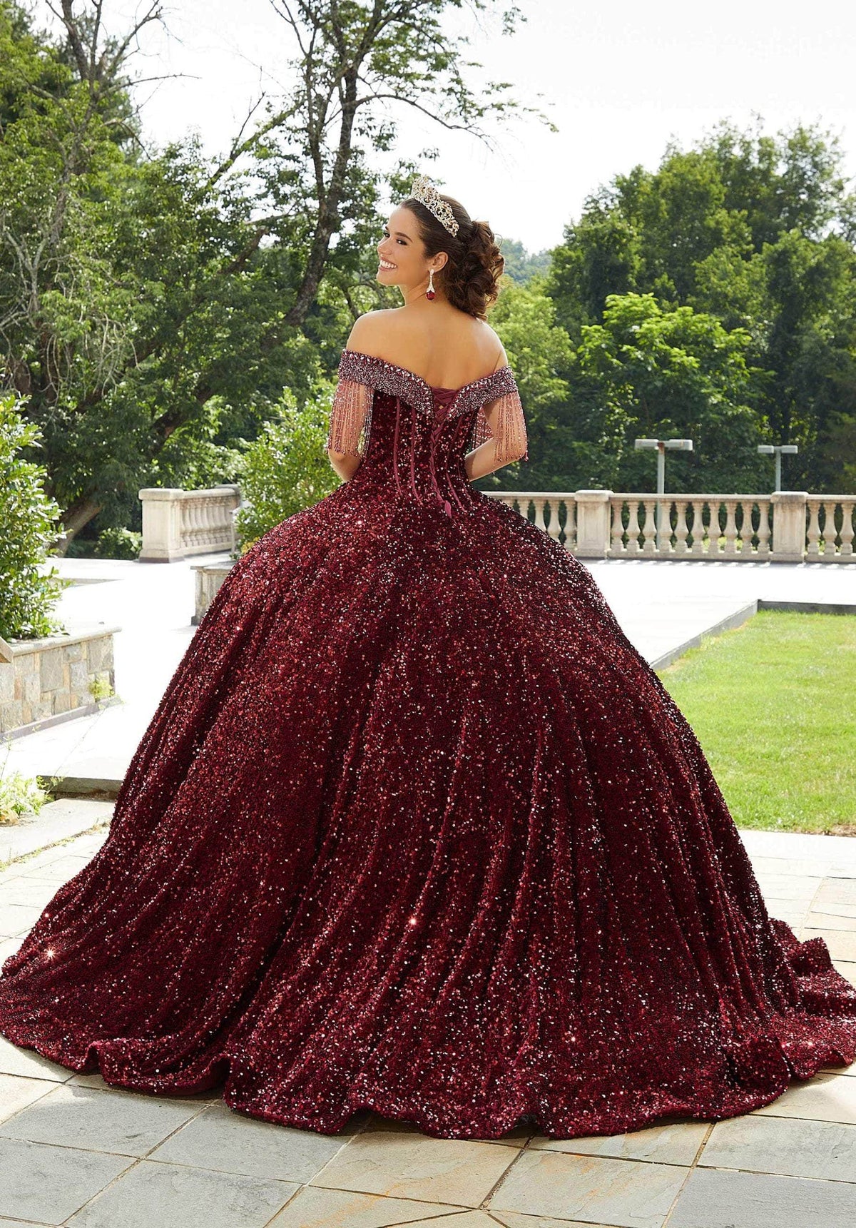 Mori Lee 60177 - Beaded Velvet Quinceanera Ballgown - view 5