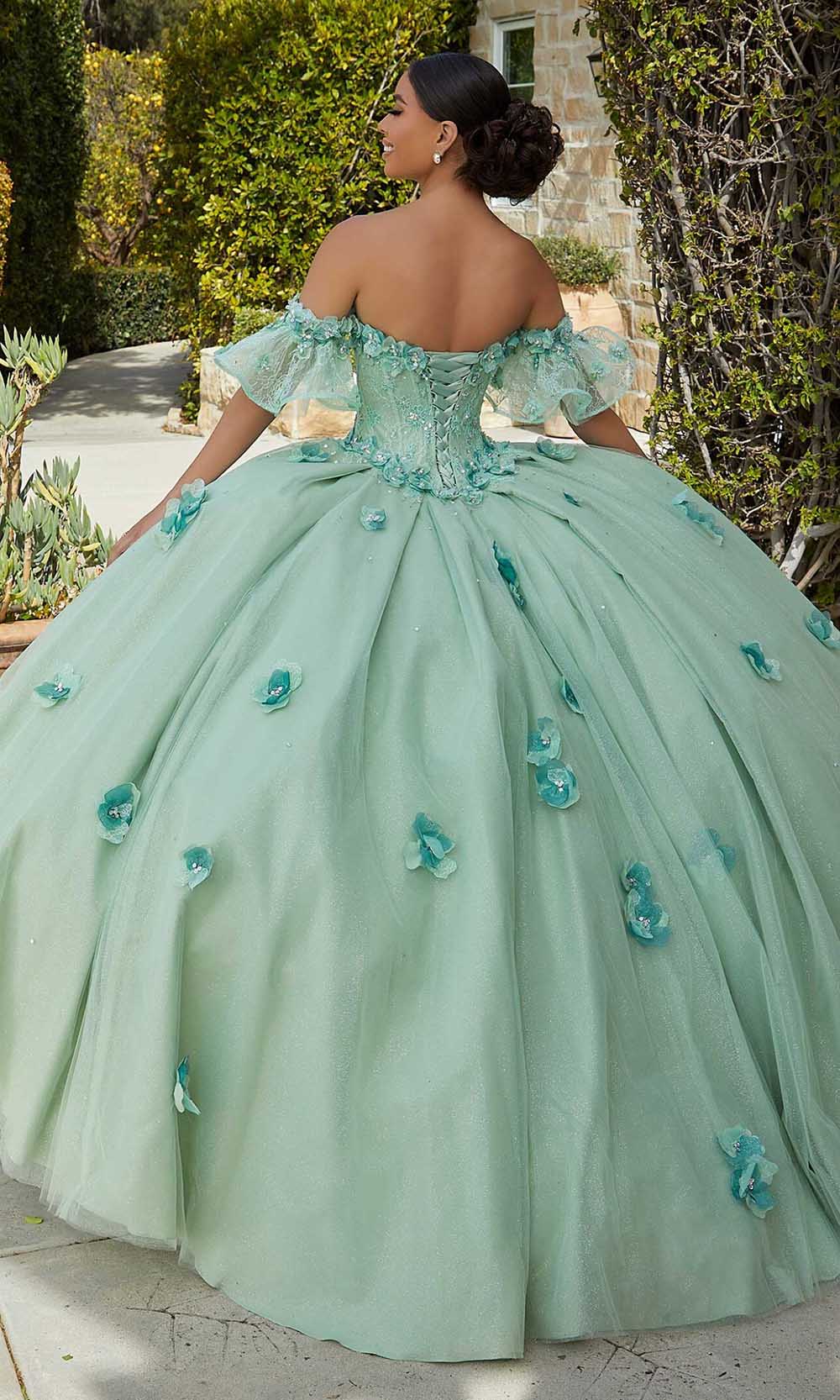 Mori Lee 60183 - Glittering Tulle Floral Embellished Ballgown - back view