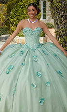 Mori Lee 60183 - Glittering Tulle Floral Embellished Ballgown - detail view