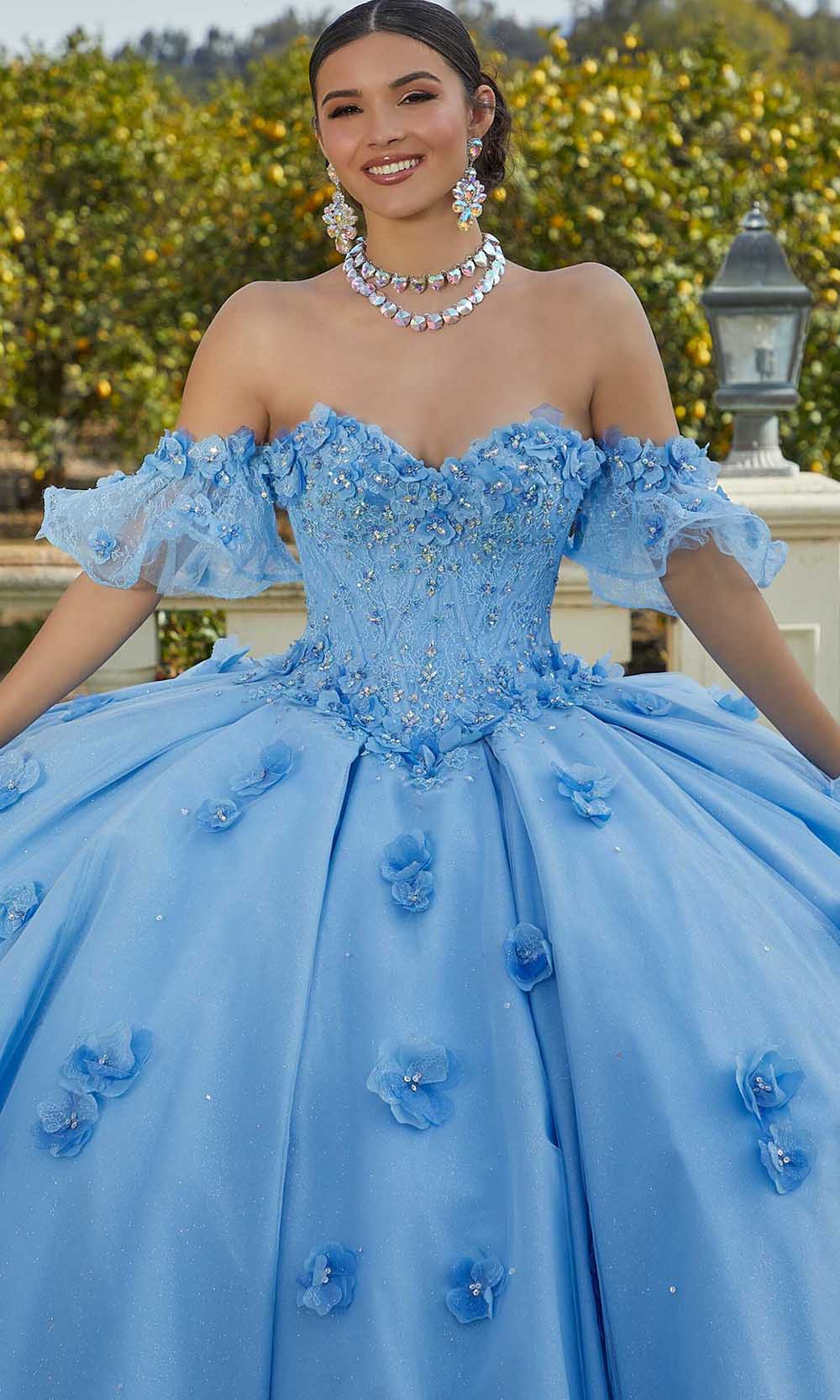 Mori Lee 60183 - Glittering Tulle Floral Embellished Ballgown - view 6
