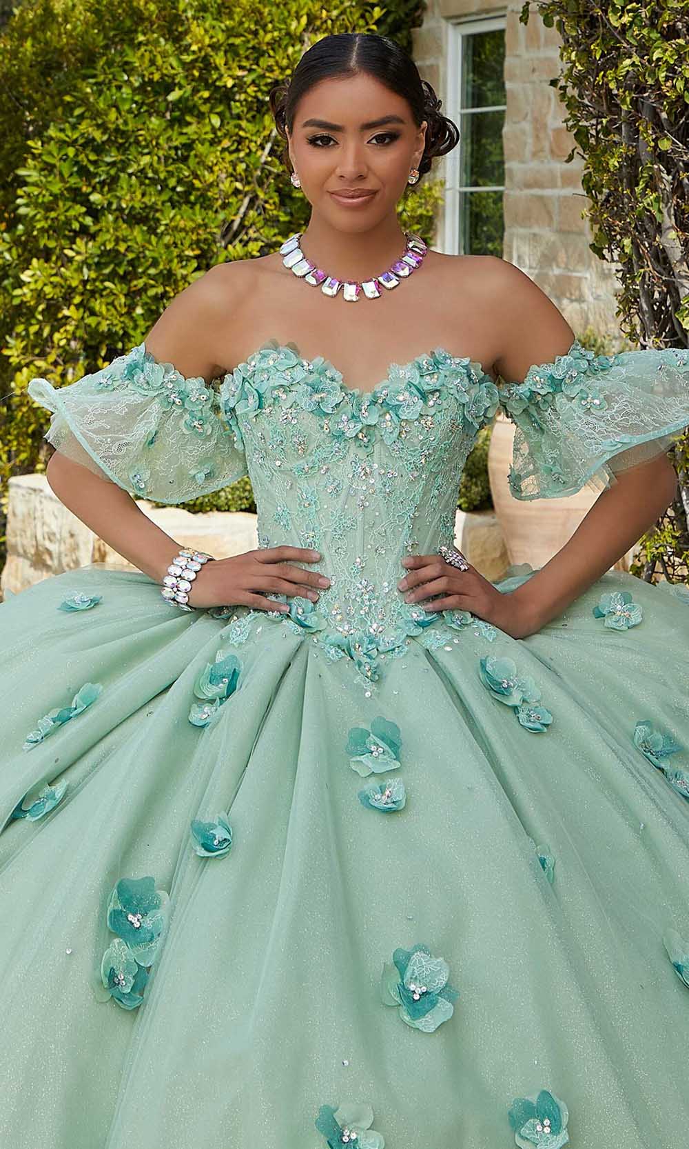 Mori Lee 60183 - Glittering Tulle Floral Embellished Ballgown - view 4
