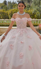Mori Lee 60185 - Off Shoulder 3D Floral Appliqued Ballgown - back view