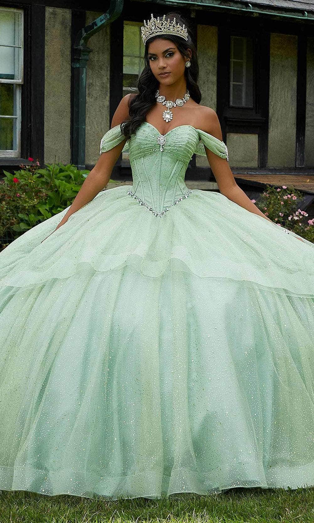 Mori Lee 60193 - Beaded Brooch Accented Sweetheart Neck Ballgown - designer ball gown at Silhouette Dresses